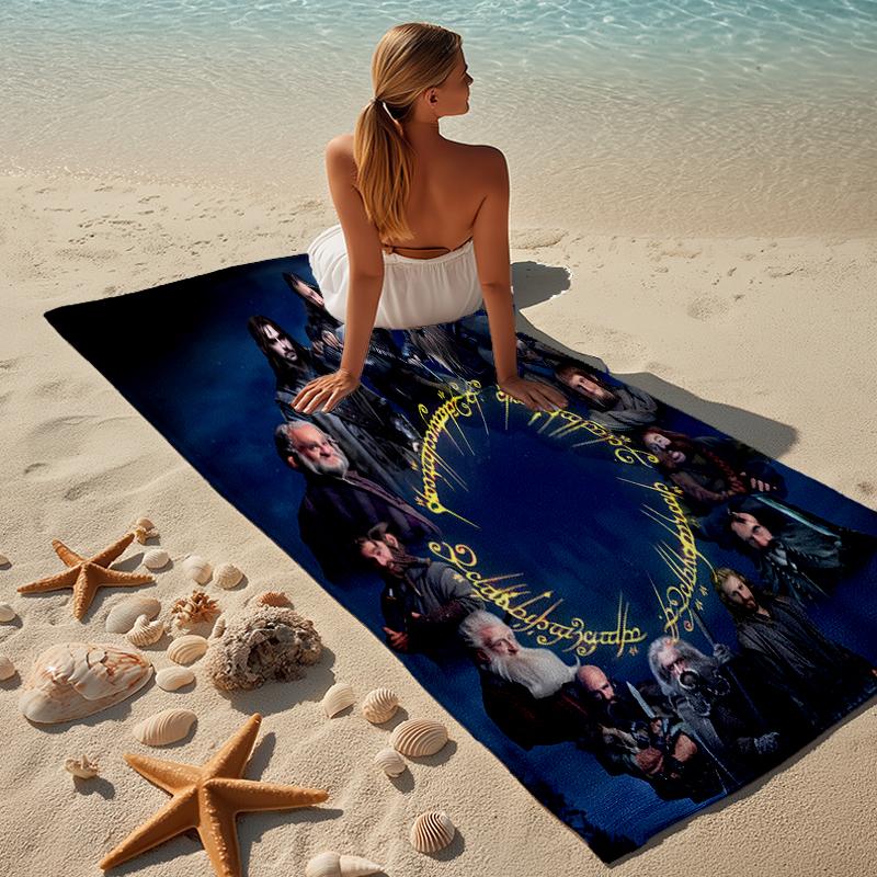 proof beach towel with a The Lord of the Rings pattern - soft,absorbent,quick-drying,machine washable - perfect for swimming,camping,bathing