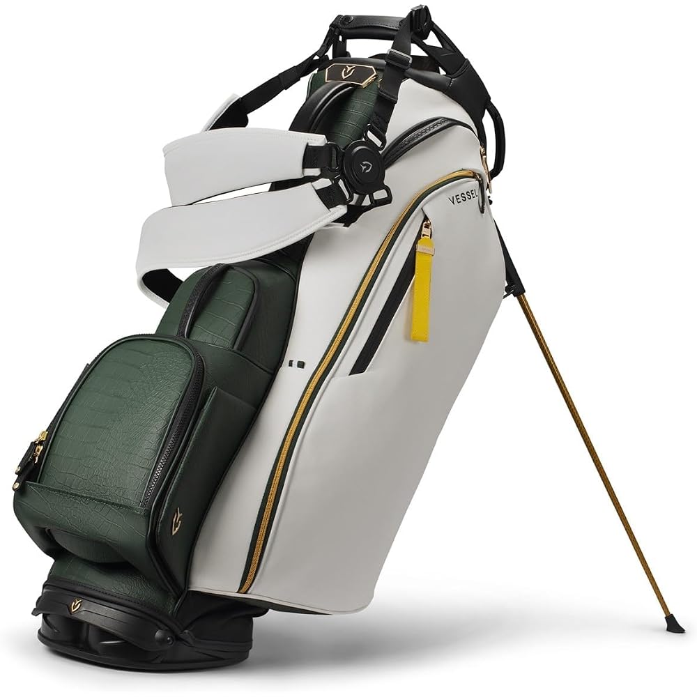 Vezel VESSEL Caddy Bag Player 5.0 Pro SeasonOpener 26 Single Double Strap Stand Caddy Bag Green/W...