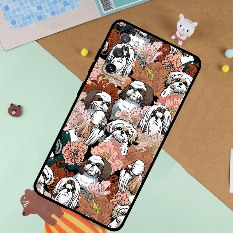Cartoon Shih Tzu Dog Soft Case For Samsung Galaxy S25 Ultra S9 S10 S20 S21 S22 S23 S24 Plus S24 FE Funda Cover