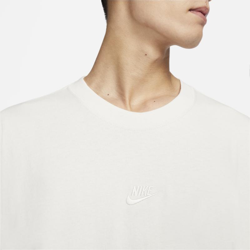 Nike Sportovní oblečení Jednobarevné logo Volný střih Tričko s kulatým výstřihem Pánské topy Fantomově bílá FB9767-030