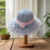 (One Size, Gray) Women Summer Knit Sun Hat Breathable Crochet Flower Wide Brim Sun Protection Fisherman Cap