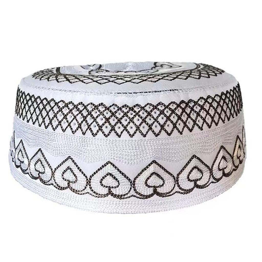 Embroidery Beanie Hat for Students Adult Muslims Foldable Casual Hat Handmade Embroidery Pray Keep Traditional Pray Hat