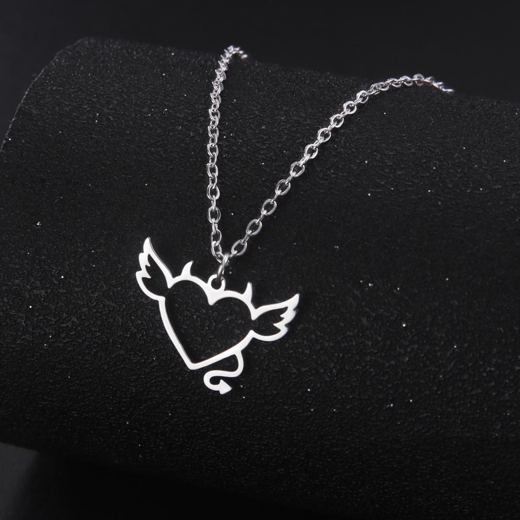 Devil Love Pendant Stainless Steel Necklace Men And Women Fashion Sweet Romantic Valentine's Day Gift Jewelry Gift