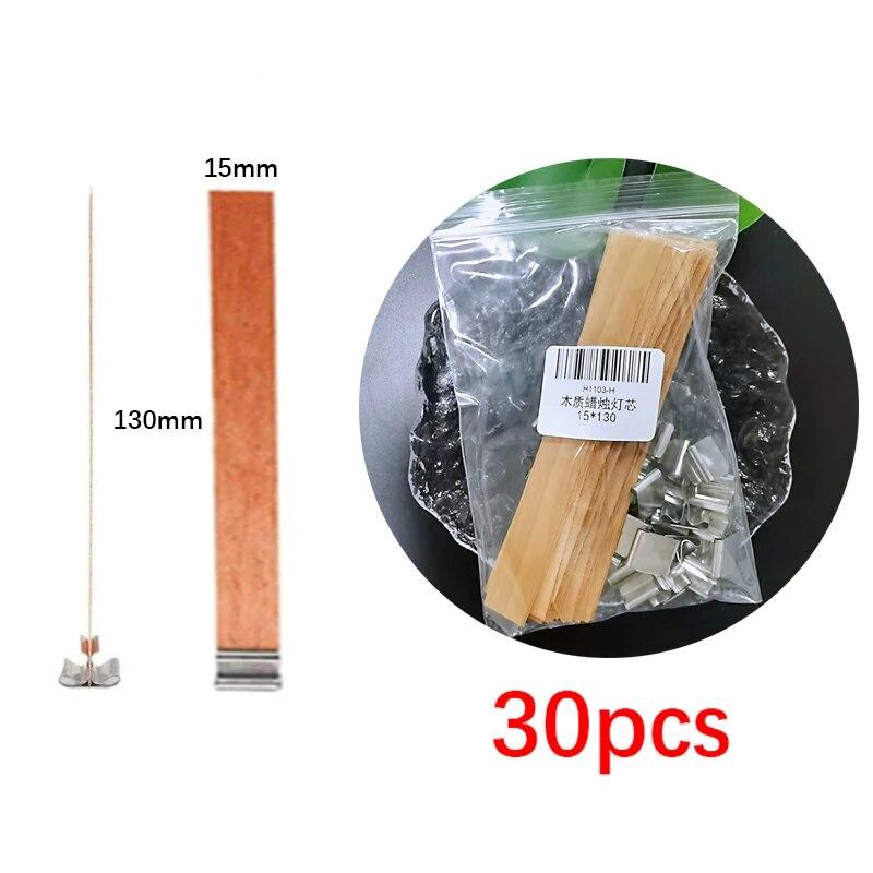 30pcs Of Wooden Candle Wick With Clip Base Candle Wicker Burning Smokeless Wick Candle Centering Tool