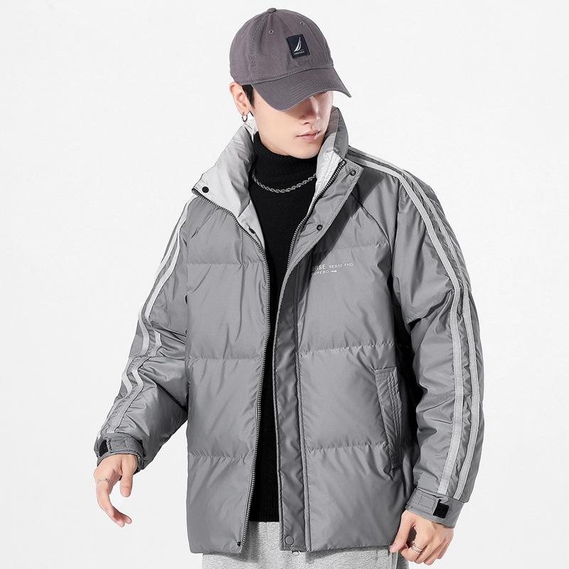 

Men s new classic two-bar fashion handsome casual Korean version of the couple s down jacket top jacket men s trend 4XL
