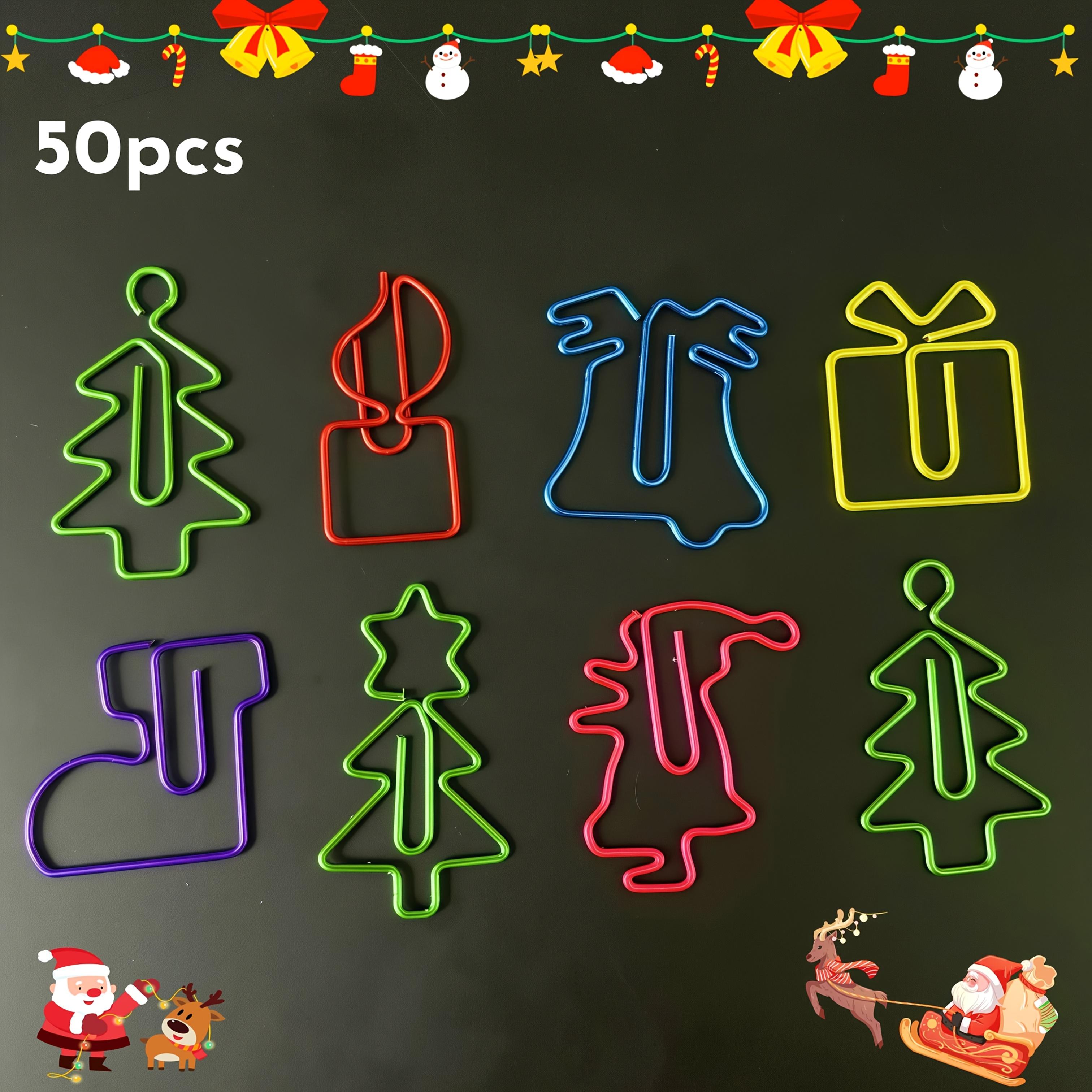 

50/100pcs Christmas Colorful Paper Clips, ShapesPaperclips Bookmarks Planner Clips for Office Supplies Gifts Wedding Decoration