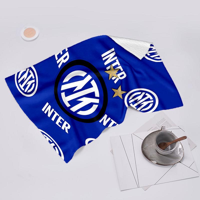 proof beach towel with FC Inter Milan logo pattern - soft,absorbent,quick-drying,machine washable - perfect for swimming,camping,bathing