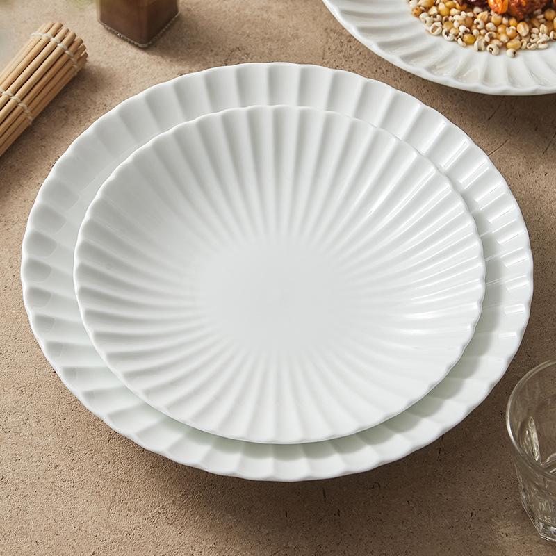 Dehua White Porcelain Disc Tableware Plate Household Dish Plate High-end Creative Hotel Restaurant Dish Plate Western