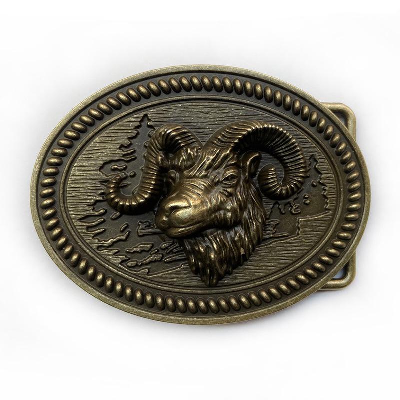 Western Punk Goat Belt Buckle - Cowboy Style Men s Trouser Accessory