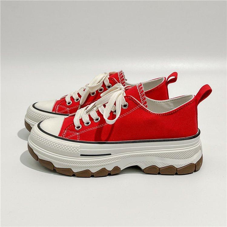 

Fashion Women Fashion Sport Shoes2024 New Ladies Elegant Lace Up Breathable Platform Shoes Casual Vulcanized Designer Sneakers for Women 40 красный
