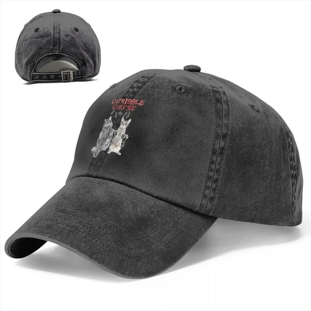 Washed Men's Baseball Cap Catnibble Trucker Snapback Cowboy Caps Dad Hat Heavy Mental Cat Meme Golf Hats