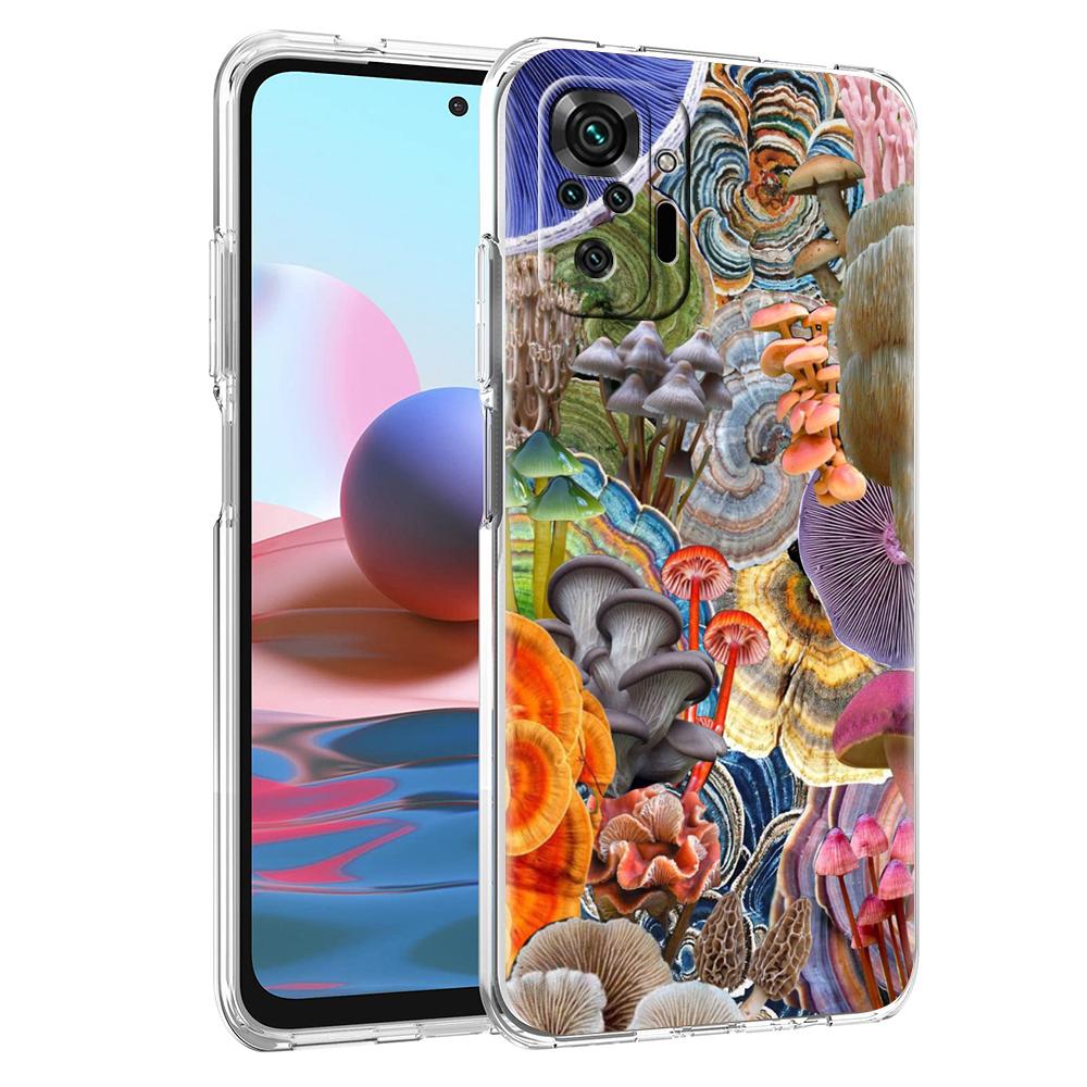 Colorful Mushroom Transparent Phone Case for Redmi 13C 12C 10C Note 13 12 11 11T K40 Gaming Plus Pro 4G 5G Soft TPU Cover Shell