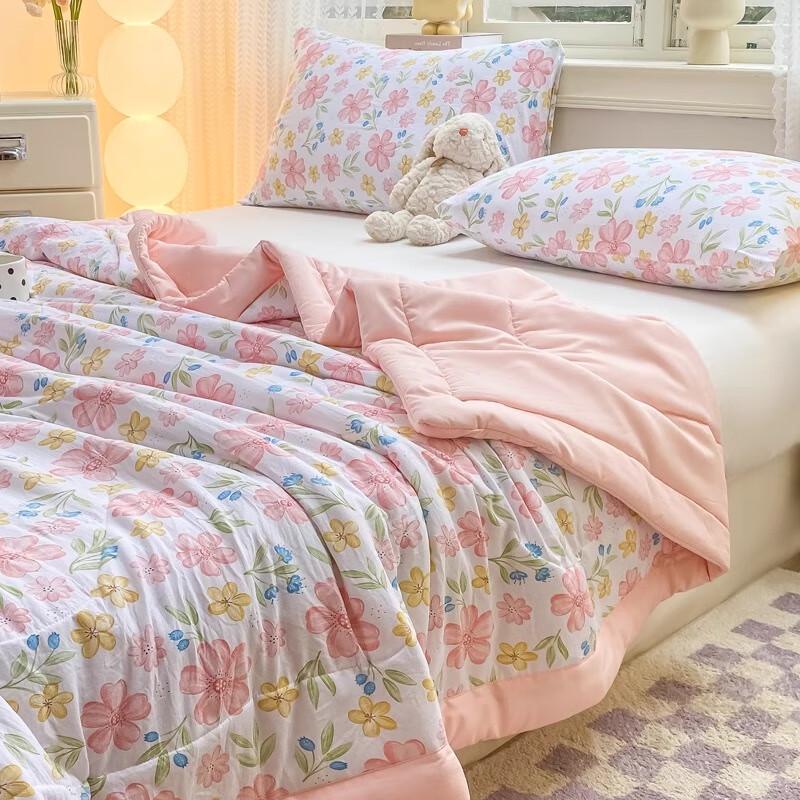 Jie Li Ya Ice Silk Summer Quilt - Pink Floral (150x200cm)