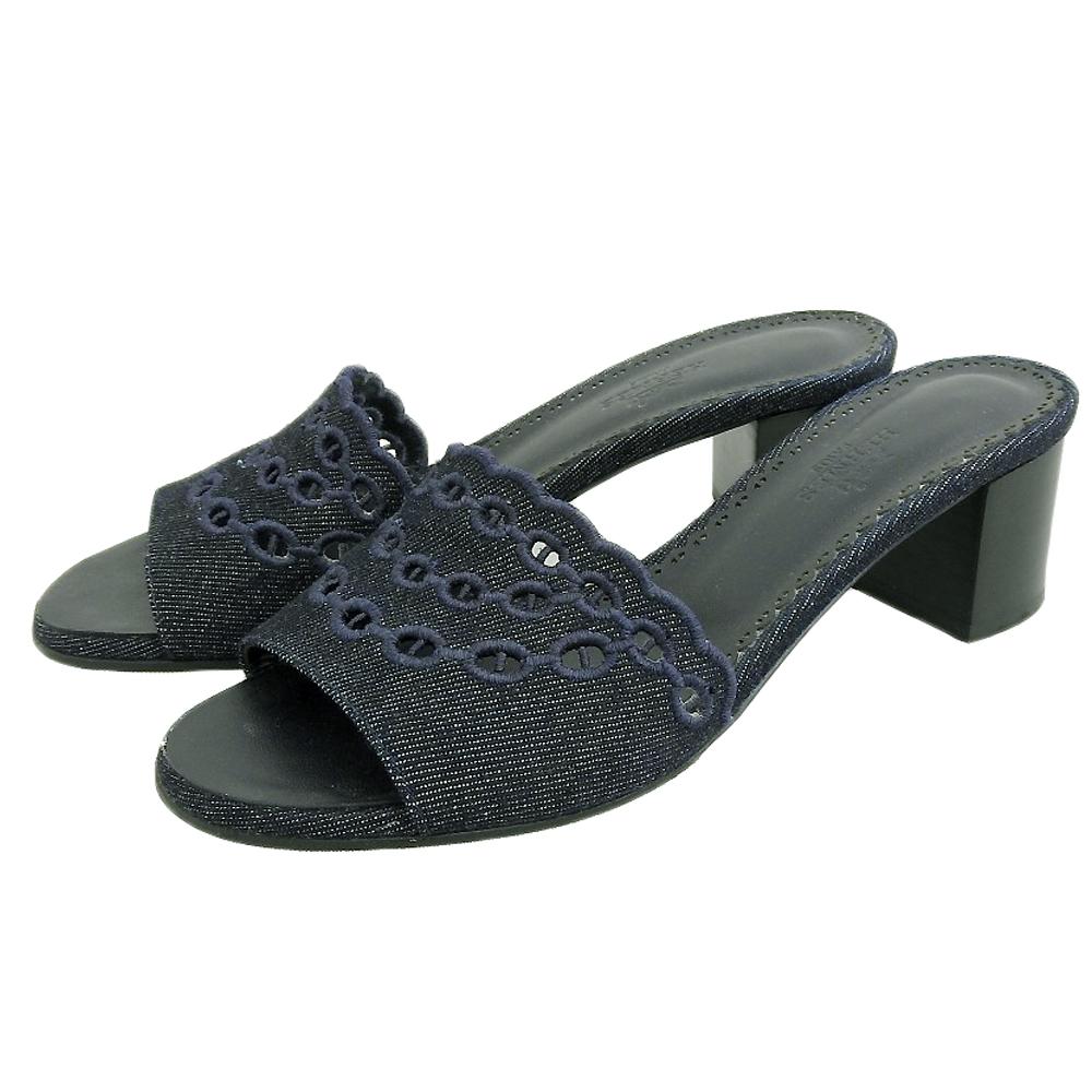 HERMES Excellent condition Gladys Chaine d'Ancre denim mule pumps, women's, navy, size 35 1/2 shoes 35 1/2 NavyUsed