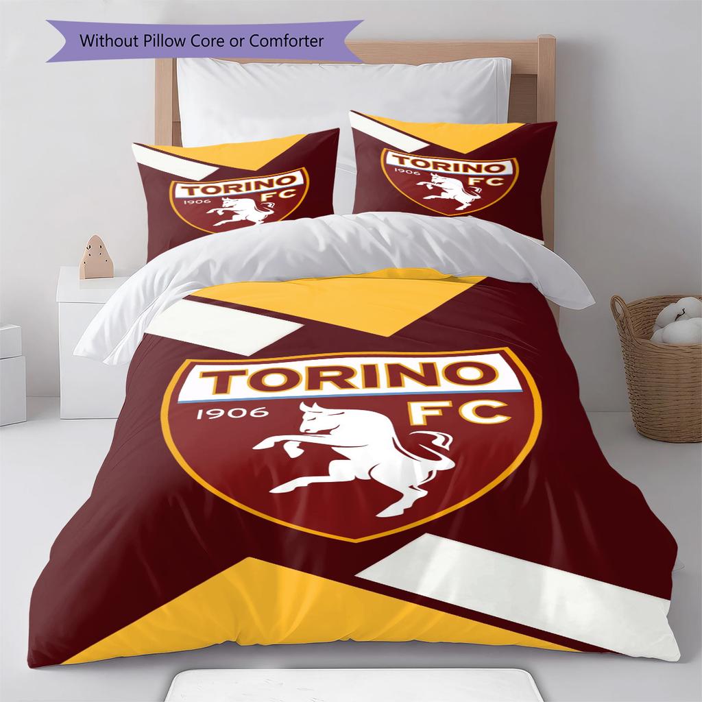 Torino Fc Pattern Bedding Set Quilt Cover Pillowcase Home Decor Gift (1 * Duvet Cover + 2 * Pillowcase, Without Core)