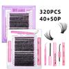 Profusion Lash Clusters Kit - 320PCS DIY Eyelash Extensions, Full Set with Glue, Remover & Tweezers for Home Use