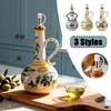 Luxury Underglaze Ceramic Hand-drawn Olive Oil Dispenser Leak-Proof Food-Safe Kitchen Seasoning Bottle for Soy Sauce/Vinegar