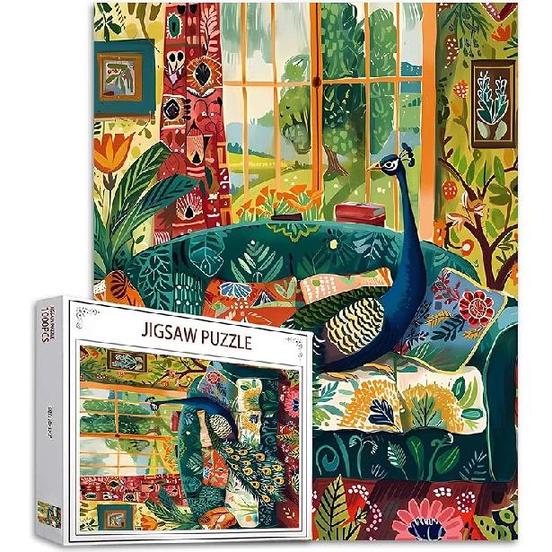 Adorable Pig in Bathtub Jigsaw Puzzle 1000 Pieces Puzzles for Adults, Farmhouse Animal Flowers Jigsaw Puzzles for Challenging Family Activity Games