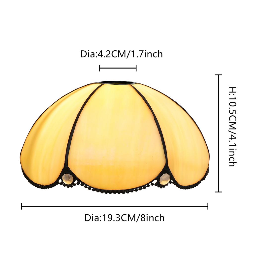 Retro lamp cover Feather Design 8" Yellow Stained Glass Lampshade - Perfect for Table, Floor Lamps & Chandeliers