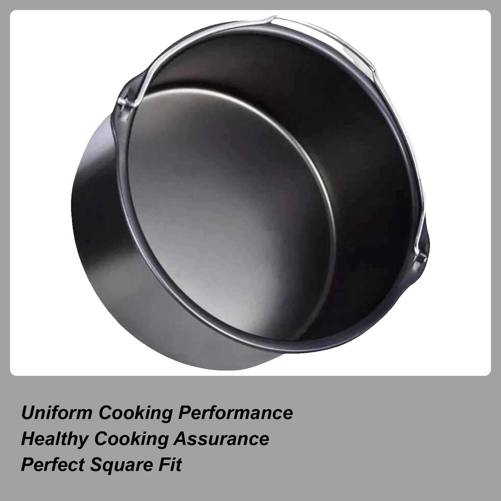 8-inch Air Fryer Baking Cake Barrel Food Grade Stainless Steel Kitchen Cooking Gadget Square Cake Bucket For Pizza Bread