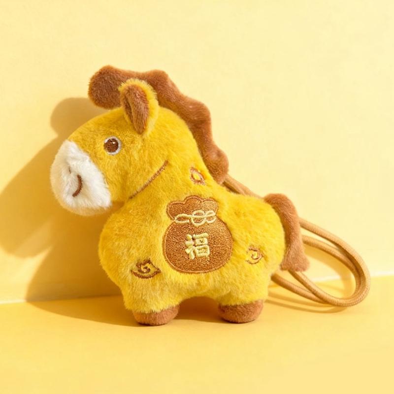 Lucky Horse Year Plush Keychain Pendant Decoration Soft Hanging Toy For Bag Car Keys Accessories