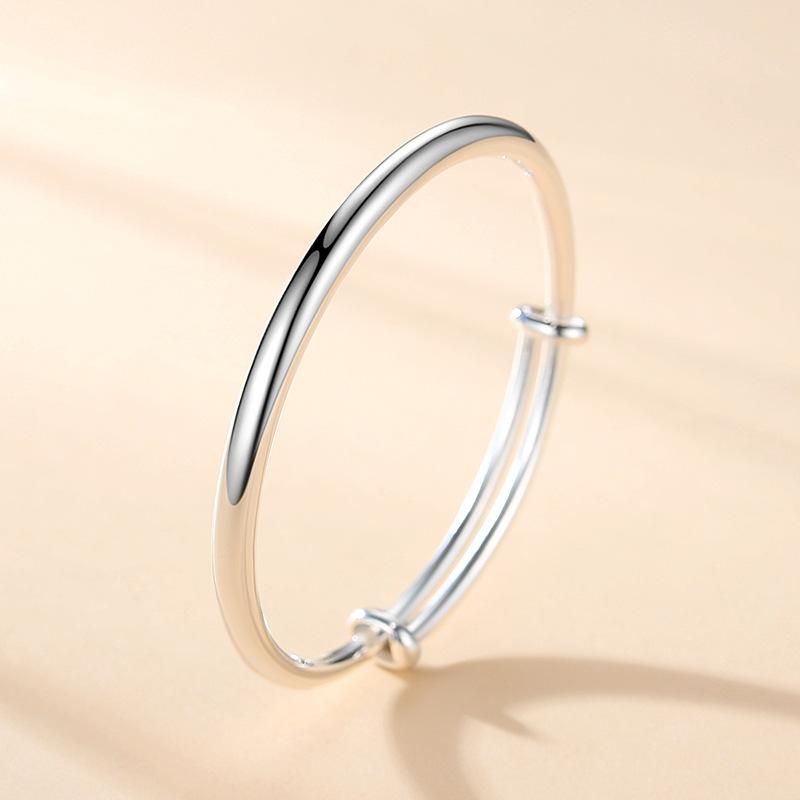 

S999 Серебряный браслет Простой модный универсальный гладкий китайский этнический стиль браслет Серебряный браслет регулируемый браслет 30.1g