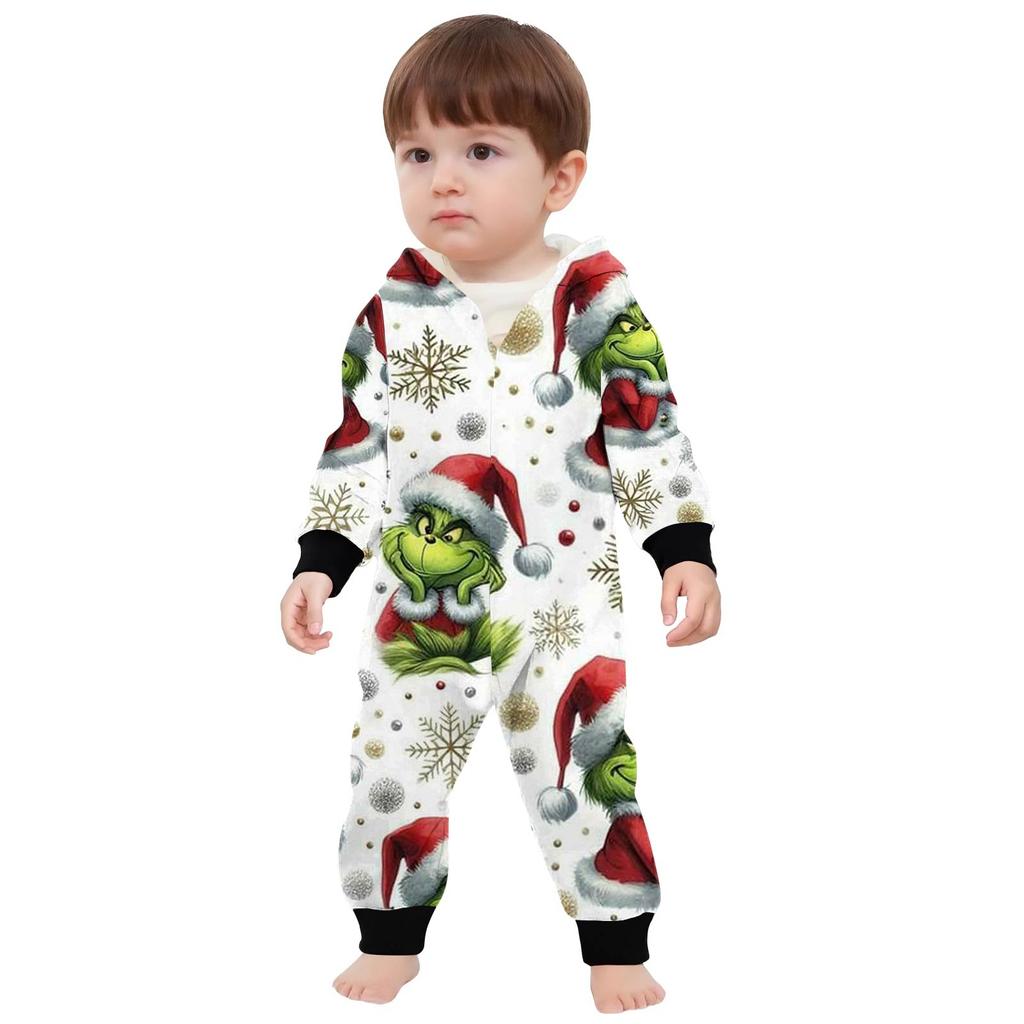 Genitore-Natale Stampato Genitore-Figlio Felpa con Cappuccio Zip Un Pezzo Abbigliamento da Casa