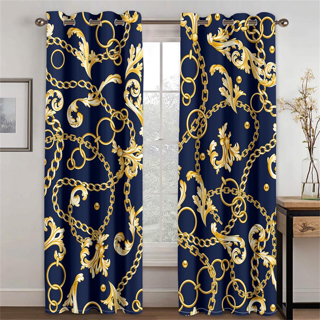 European Modern Black Gold Leopard Print Series Sunshade Curtains Deluxe Living Room Bedroom Home Decoration Thin Custom Curtain