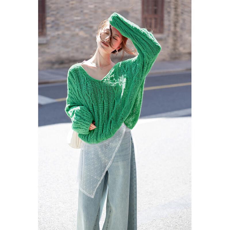 Mokana Women's Relaxed Soft Knit V-Neck Sweater