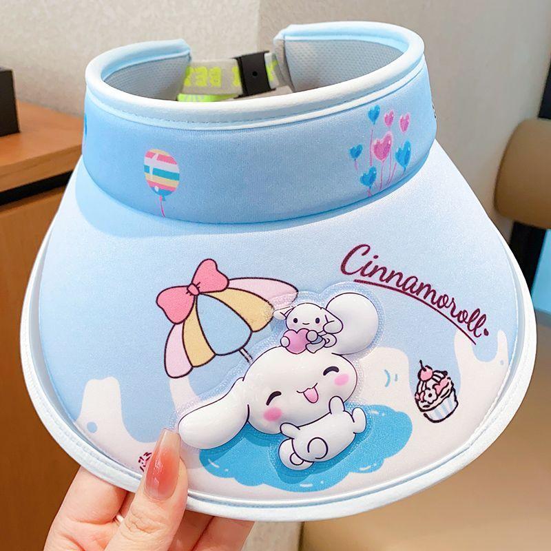 My Melody Sun Visor UV Protection Cute Cartoon Character Hollow Out Breathable Hat for Boys Girls Beach Summer Sanrio Gift