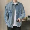 Men's Striped Loose Fit Denim Jacket for Spring & Autumn