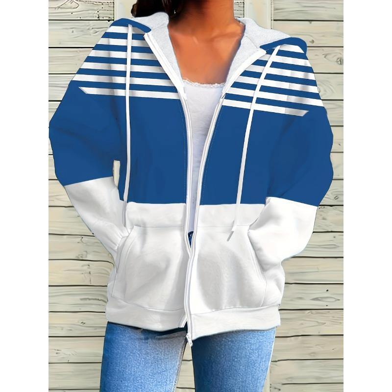 Woman Sweatshirts Simple Gradient Print Long Sleeves Zip Hoodie Autumn Casual Drawstring Design Fashion Women's Hoodie