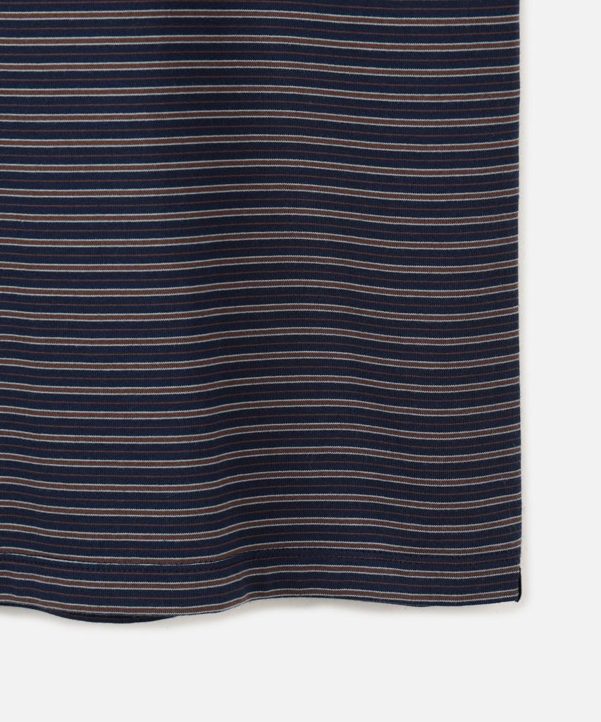 247Silijeu Usa Cotton 32S/2 Multi-Stripe T-Shirt Navy