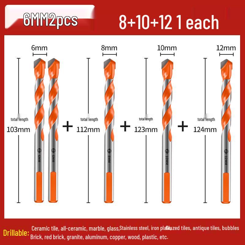 Tiangong Alloy Triangle Drill Bit for Concrete, Tile, Glass, & Cement - 6-12mm