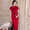 Red national style new Chinese long improved cheongsam 1011 new women's high-end bridal toast engagement dress