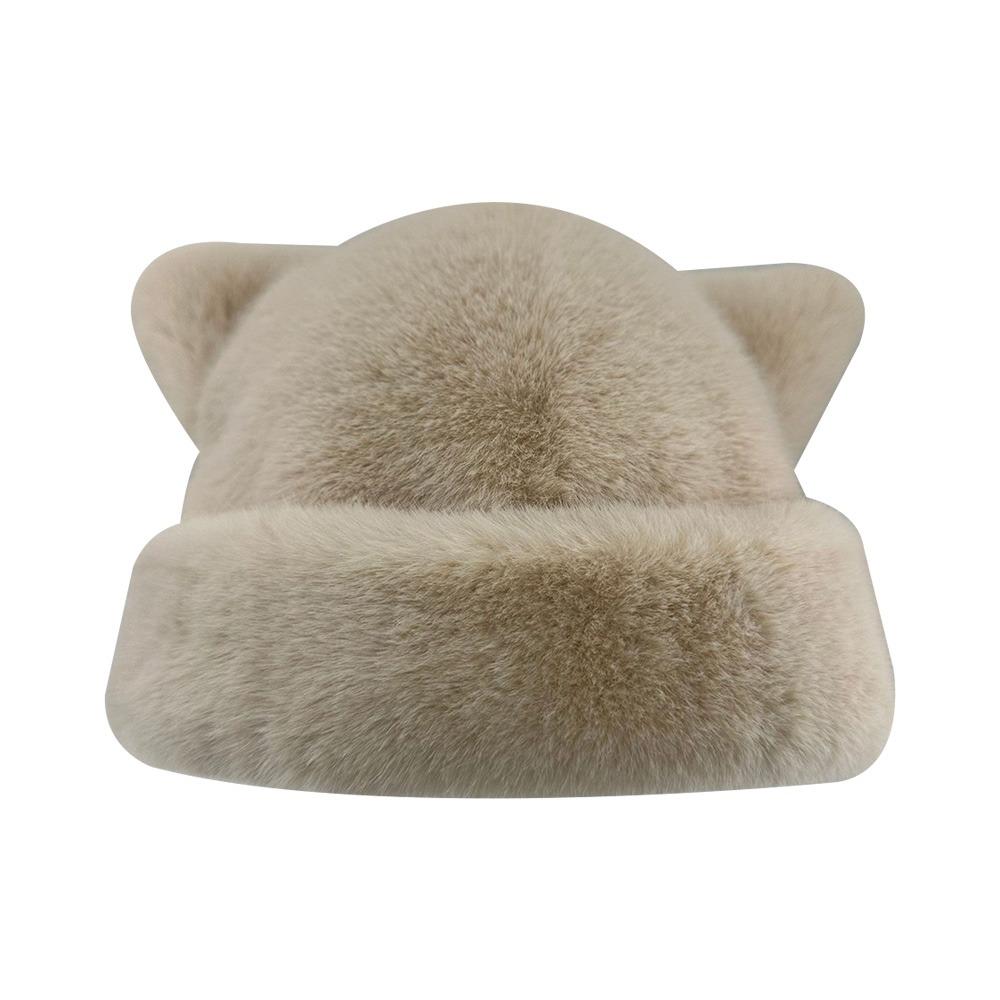 Fashion Warm Winter Hat Thicken Cute Ears Fluffy Fur Bucket Hat Soft Snowy Day Berets Women