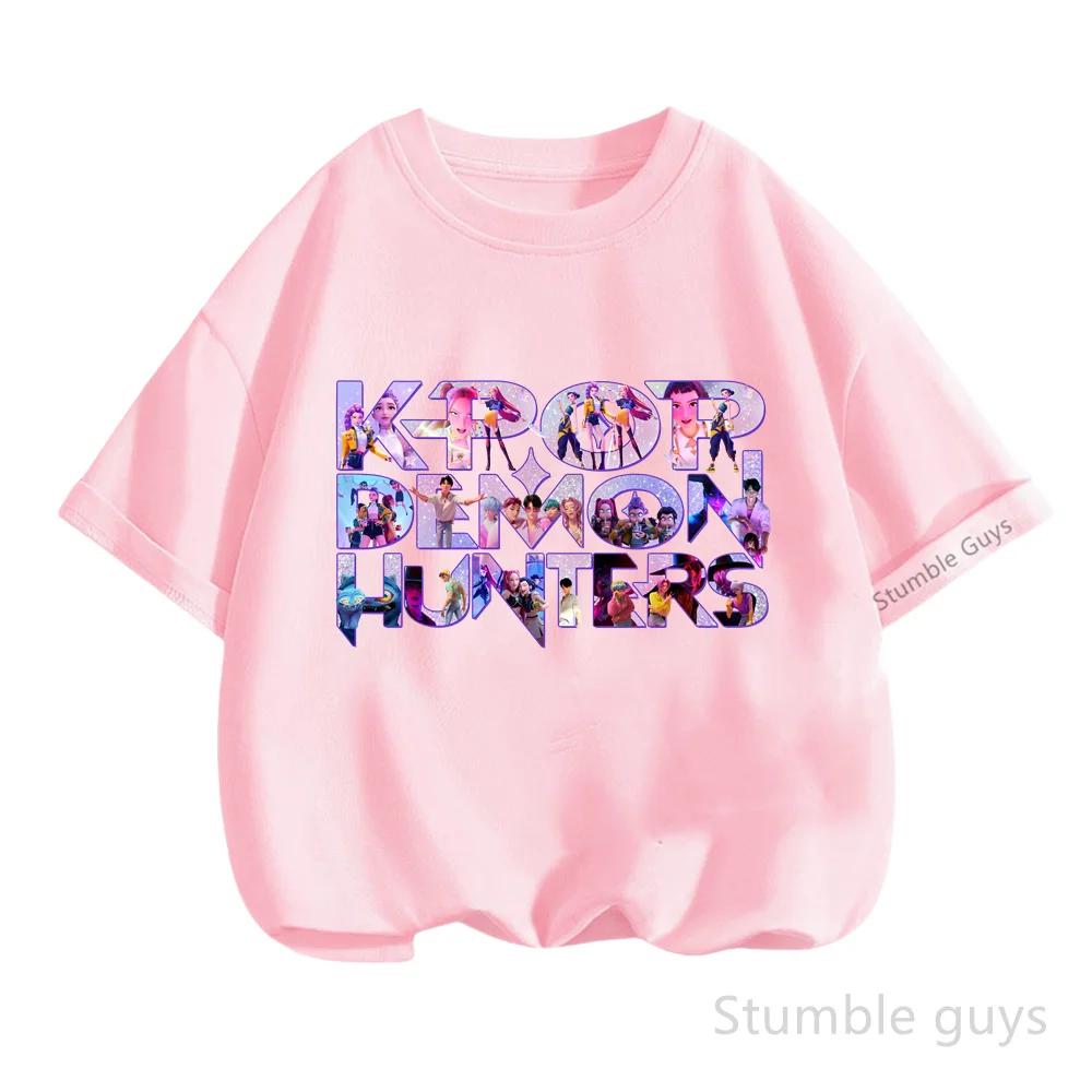 Summer KPop Demon Hunter Fashion Kids Anime Short Sleeve T-Shirt 100