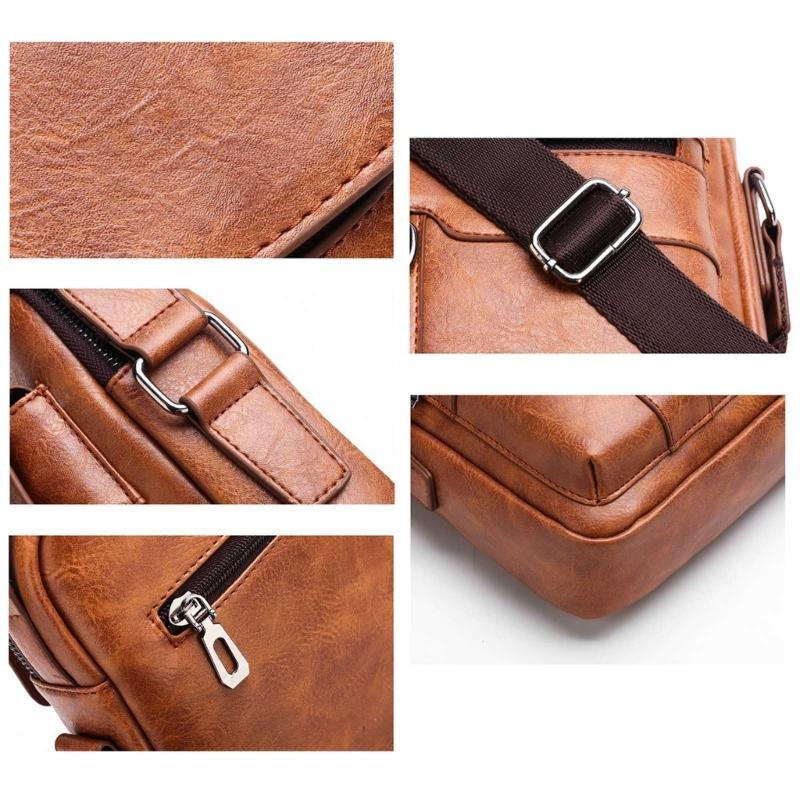 PU Leather Shoulder Bags for Men Crossbody Bag Travel Office Business Bag