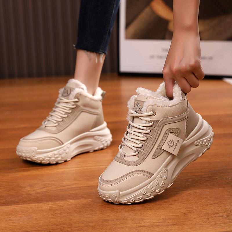"Women's High-Top Thick-Soled Winter Sports Sneakers - Velvet & Cotton Lined (2025 HX-Q039)"