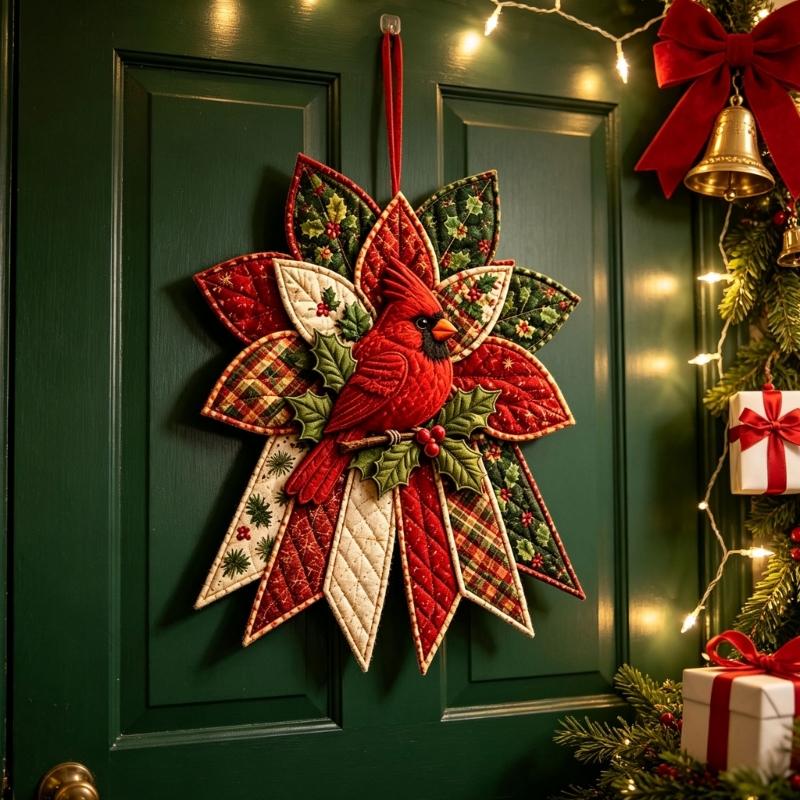 DIY Stoff-Weihnachtskranz Bastelset zum Handnähen einer strahlenden Patchwork-Dekoration für die Innen-Feiertagsdekoration
