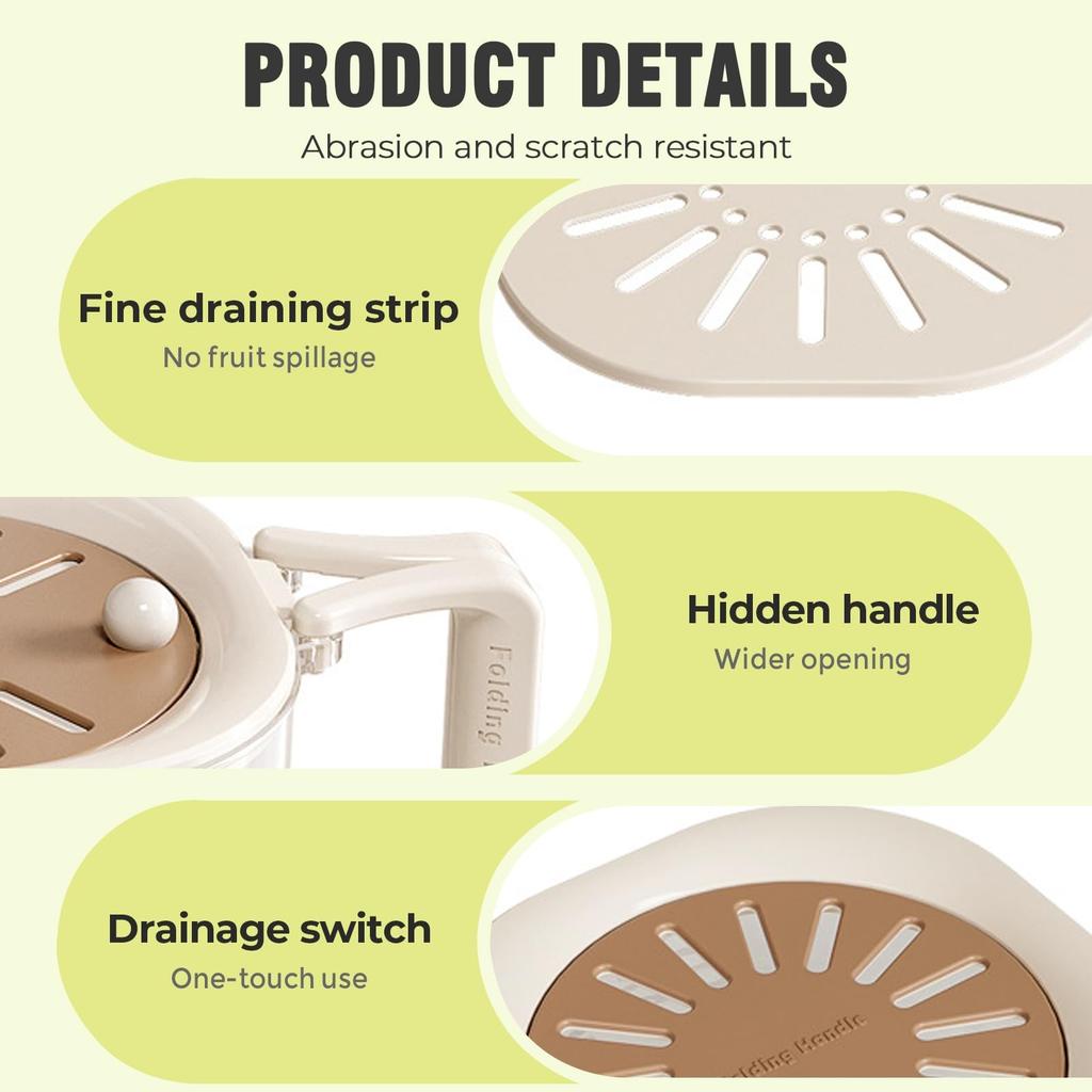 Fruchtsiebbehälter mit Deckel, Neuer multifunktionaler Gemüsewäscher, Tragbarer Aufbewahrungsbehälter für die Küchenszene, Griff für Heimanwender