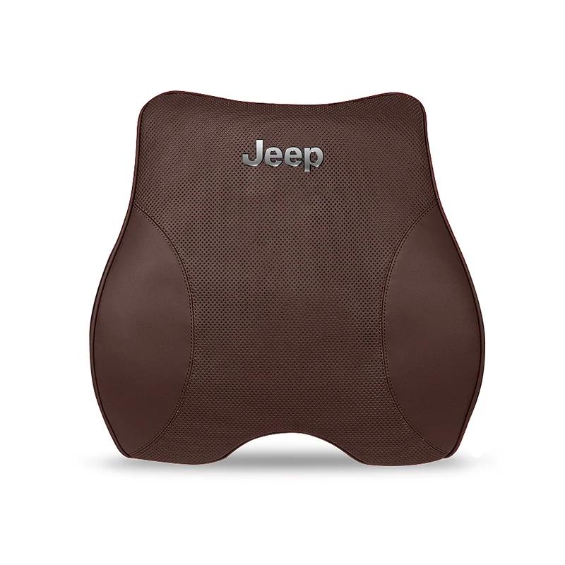 Für Jeep Auto Nackenkissen Schutz Lendenwirbelstütze Leder Kopfstütze Für Jeep Grand Cherokee Wrangler Gladiator Compass Renega
