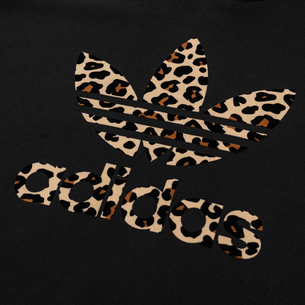 Adidas Originals Trefoil Logo Leopard Print Cropped Hoodie Women Hoodie Black GT5223