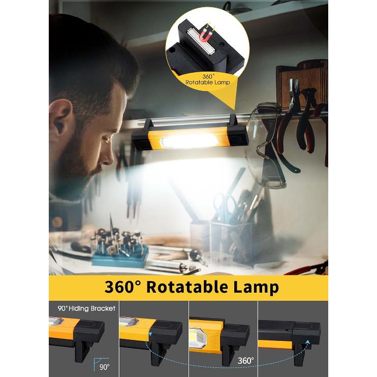Work Light, 2800LM LED Work Light, Rechargeable Underhood Work Light, Magnetic Worklight, 3 Modes Bright Mechanic Light with Magnetic Base, Hook for