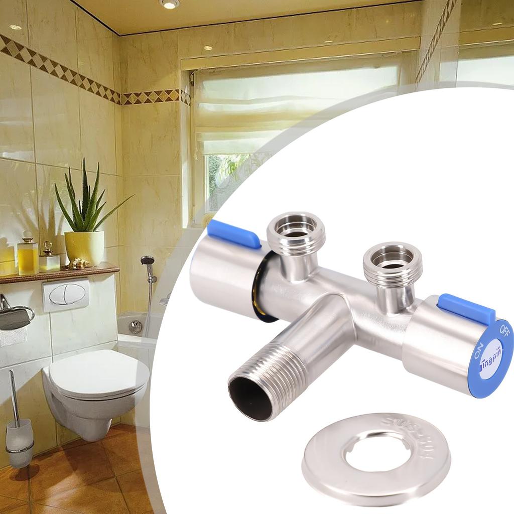 1pc Faucet Double Handle Triangle Valve Stainless Steel Cold Water Tap Bathroom Washing Machine Toilet Bathroom Fixture Parts