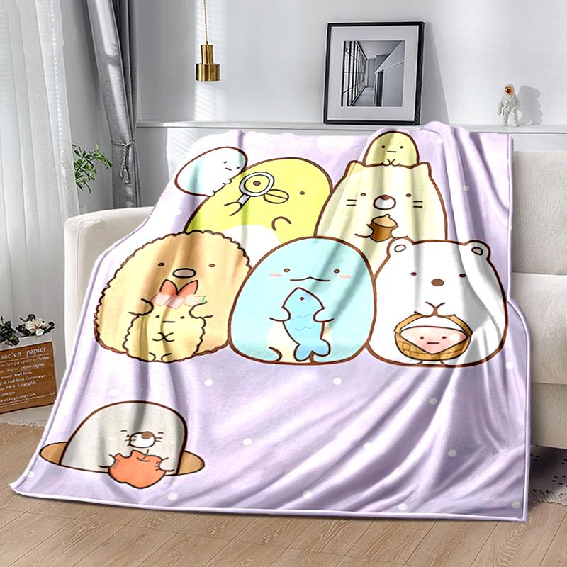 1pc Blanket Sumikko Gurashi Print Design, Lightweight Blanket for Sofa, Bed- Soft &Warm, Gift for All Seasons like Christmas, Halloween