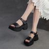 Fashion High Brand 7CM Cow Genuine Leather Sandals Boots Summer Women Hollow Pumps Peep Toe Flats Platform Wedge Booties Mary Jane Shoes