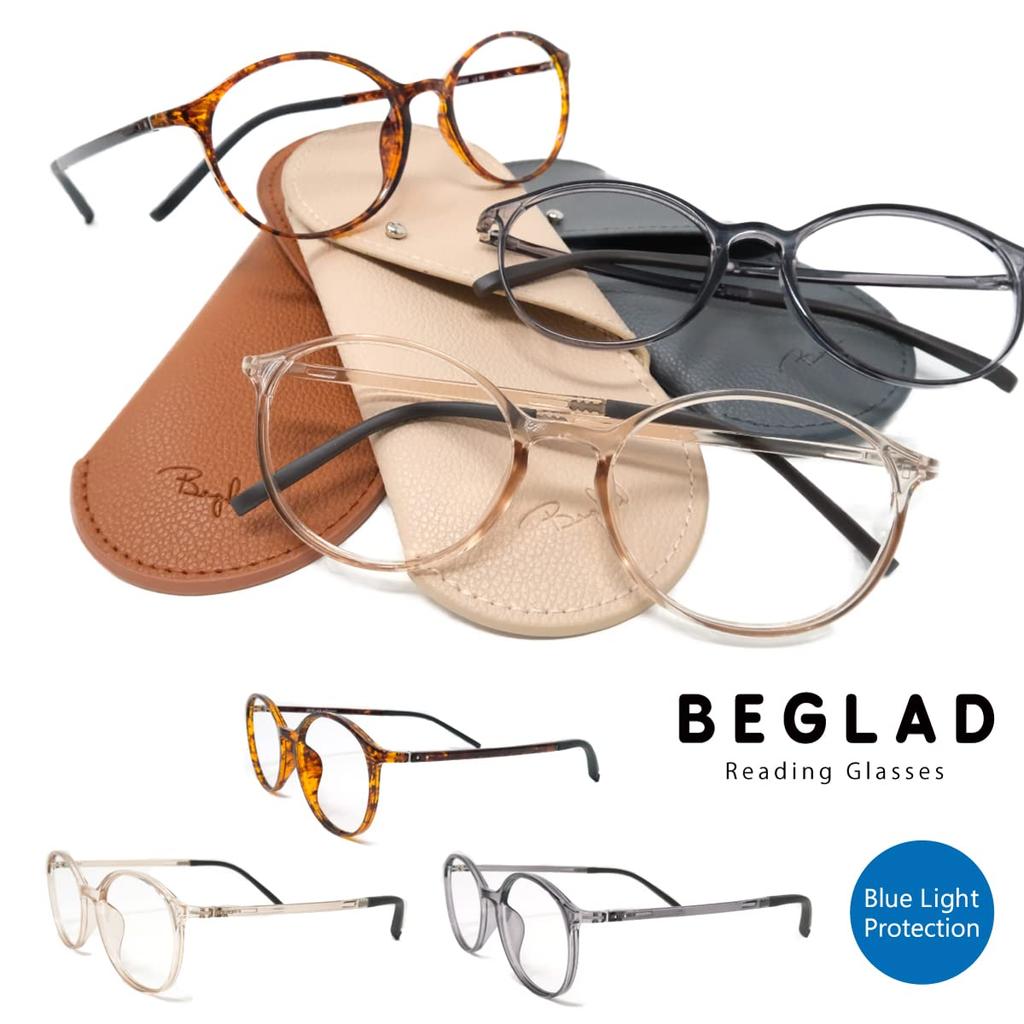Bigrad BG4007BE Stylish Reading Glasses with Classic Boston Blue Light Filtering Lenses Case, Style, Ultra-Lightweight Frame, (+1.5 Power)