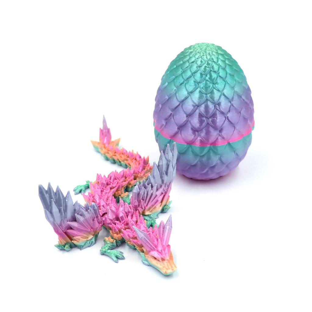 Colorful 3D Printed Dragon Egg Crystal Ornament Set - Creative and Trendy Toy and Gift.