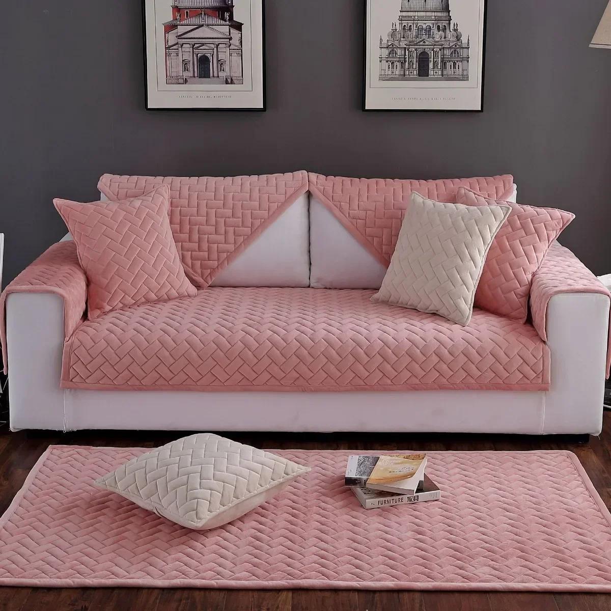 

Cotton Fabric Four Seasons Universal Non-Slip Sofa Cushion Modern Simple Combination Sofa Cushion Cover Towel Housses De Canapé 70x70cm